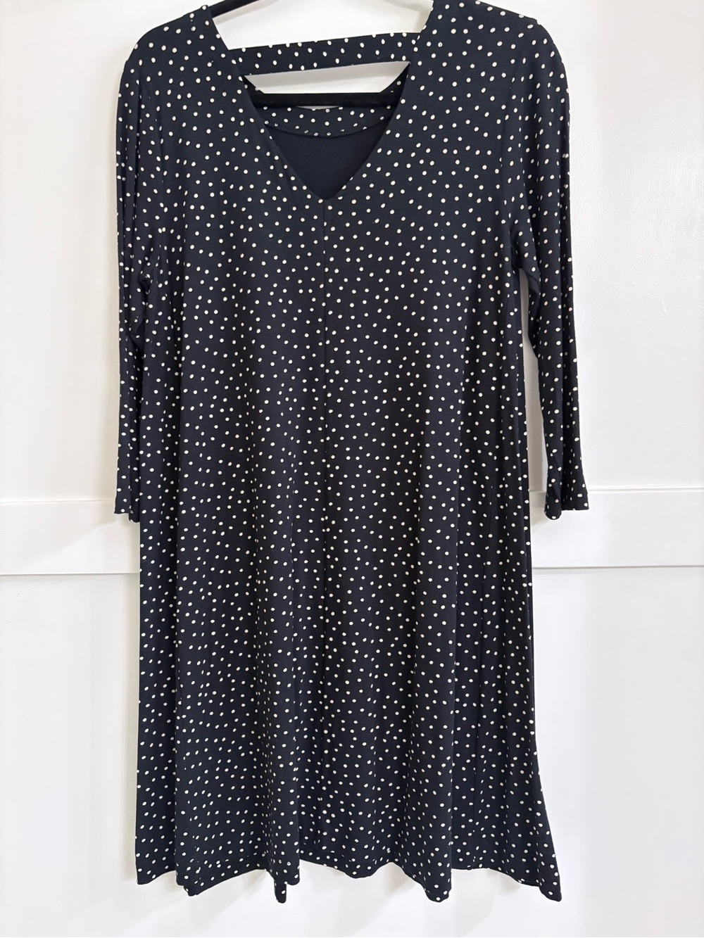 LOFT Black Dress with White Polka Dots - Long Sleeve